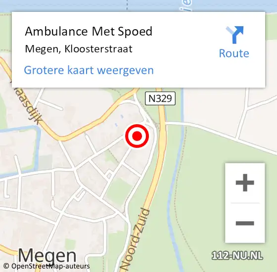 Locatie op kaart van de 112 melding: Ambulance Met Spoed Naar Megen, Kloosterstraat op 25 januari 2017 10:09