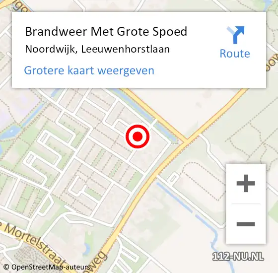 Locatie op kaart van de 112 melding: Brandweer Met Grote Spoed Naar Noordwijk, Leeuwenhorstlaan op 25 januari 2017 10:20