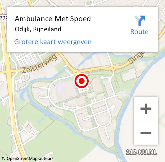 Locatie op kaart van de 112 melding: Ambulance Met Spoed Naar Odijk, Rijneiland op 25 januari 2017 10:23