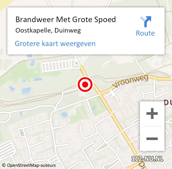 Locatie op kaart van de 112 melding: Brandweer Met Grote Spoed Naar Oostkapelle, Duinweg op 25 januari 2017 10:39