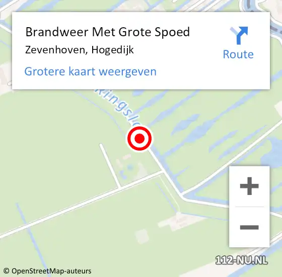 Locatie op kaart van de 112 melding: Brandweer Met Grote Spoed Naar Zevenhoven, Hogedijk op 25 januari 2017 10:55