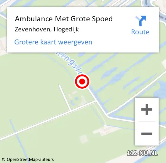 Locatie op kaart van de 112 melding: Ambulance Met Grote Spoed Naar Zevenhoven, Hogedijk op 25 januari 2017 10:56