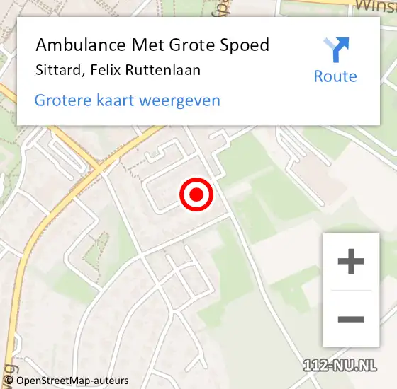 Locatie op kaart van de 112 melding: Ambulance Met Grote Spoed Naar Sittard, Felix Ruttenlaan op 9 januari 2014 00:40