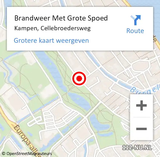 Locatie op kaart van de 112 melding: Brandweer Met Grote Spoed Naar Kampen, Cellebroedersweg op 25 januari 2017 11:03