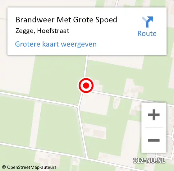 Locatie op kaart van de 112 melding: Brandweer Met Grote Spoed Naar Zegge, Hoefstraat op 25 januari 2017 11:11