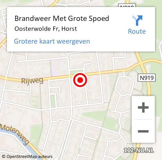 Locatie op kaart van de 112 melding: Brandweer Met Grote Spoed Naar Oosterwolde Fr, Horst op 25 januari 2017 11:17