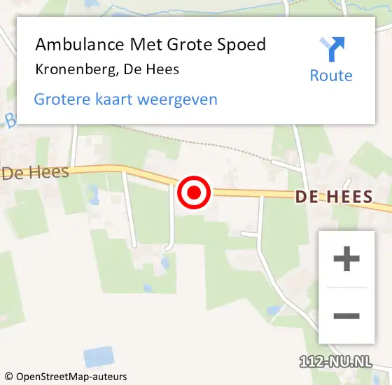 Locatie op kaart van de 112 melding: Ambulance Met Grote Spoed Naar Kronenberg, De Hees op 25 januari 2017 11:18
