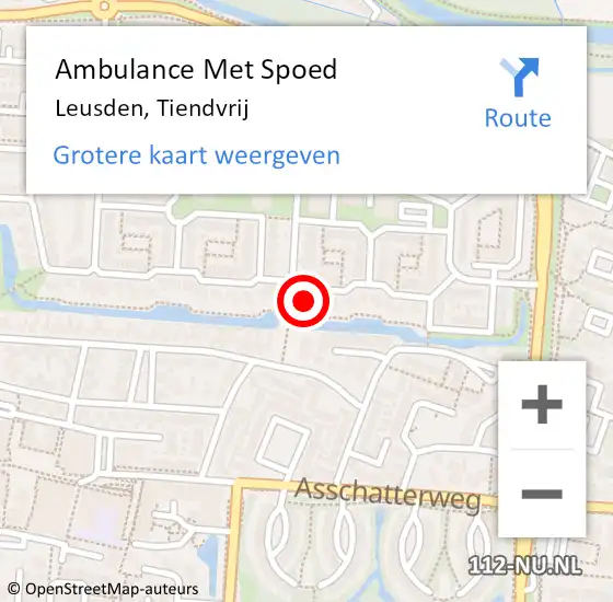 Locatie op kaart van de 112 melding: Ambulance Met Spoed Naar Leusden, Tiendvrij op 25 januari 2017 11:32