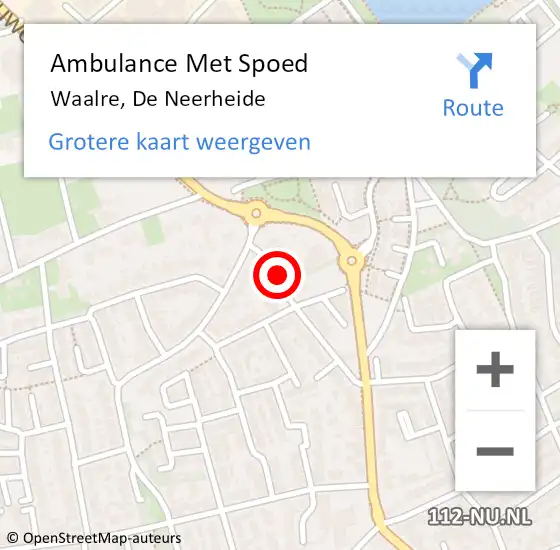 Locatie op kaart van de 112 melding: Ambulance Met Spoed Naar Waalre, De Neerheide op 25 januari 2017 12:14