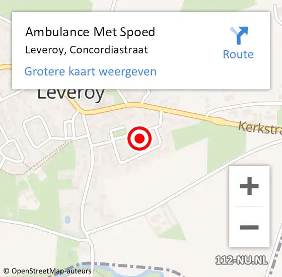 Locatie op kaart van de 112 melding: Ambulance Met Spoed Naar Leveroy, Concordiastraat op 25 januari 2017 12:22