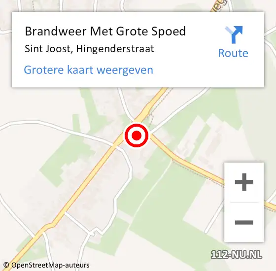 Locatie op kaart van de 112 melding: Brandweer Met Grote Spoed Naar Sint Joost, Hingenderstraat op 25 januari 2017 12:27