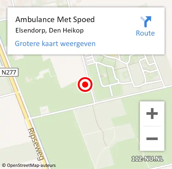 Locatie op kaart van de 112 melding: Ambulance Met Spoed Naar Elsendorp, Den Heikop op 25 januari 2017 12:46