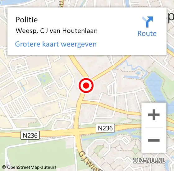 Locatie op kaart van de 112 melding: Politie Weesp, C J van Houtenlaan op 25 januari 2017 12:53