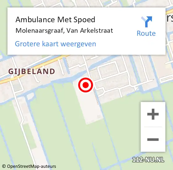 Locatie op kaart van de 112 melding: Ambulance Met Spoed Naar Molenaarsgraaf, Van Arkelstraat op 25 januari 2017 13:05