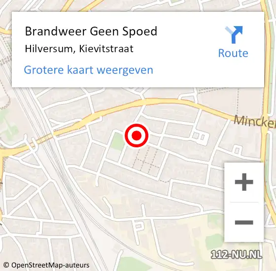 Locatie op kaart van de 112 melding: Brandweer Geen Spoed Naar Hilversum, Kievitstraat op 25 januari 2017 13:39