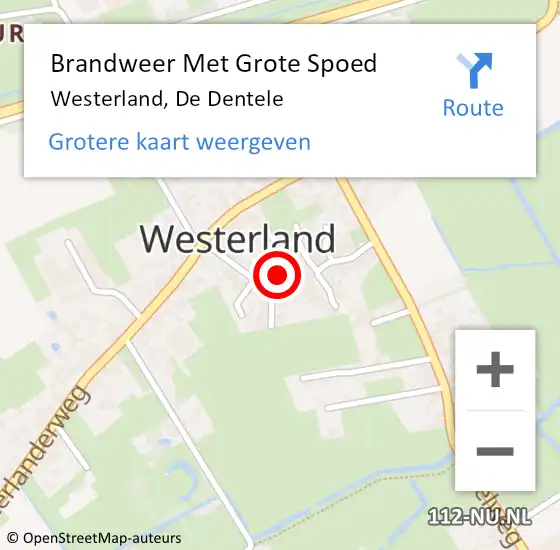 Locatie op kaart van de 112 melding: Brandweer Met Grote Spoed Naar Westerland, De Dentele op 9 januari 2014 01:17