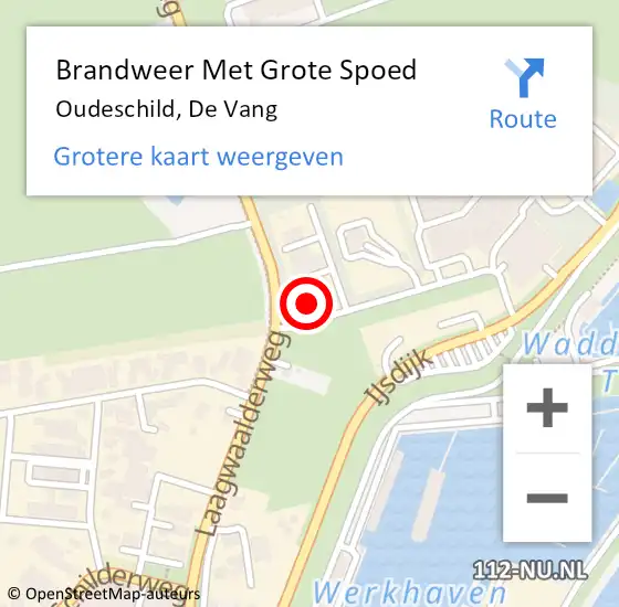 Locatie op kaart van de 112 melding: Brandweer Met Grote Spoed Naar Oudeschild, De Vang op 25 januari 2017 14:04