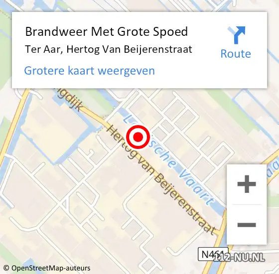 Locatie op kaart van de 112 melding: Brandweer Met Grote Spoed Naar Ter Aar, Hertog Van Beijerenstraat op 25 januari 2017 14:21