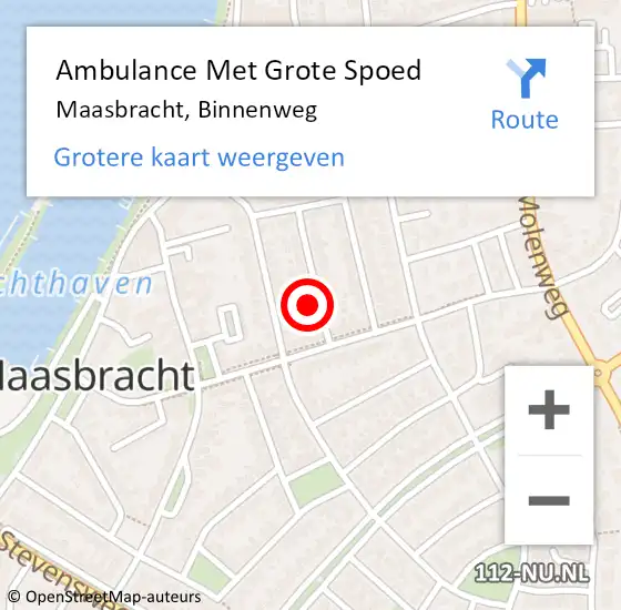 Locatie op kaart van de 112 melding: Ambulance Met Grote Spoed Naar Maasbracht, Binnenweg op 25 januari 2017 14:43