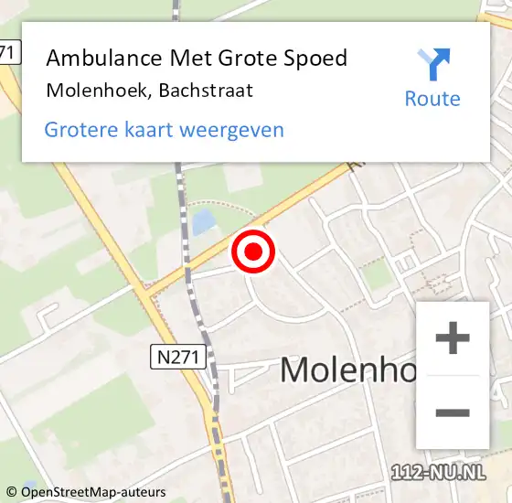 Locatie op kaart van de 112 melding: Ambulance Met Grote Spoed Naar Molenhoek, Bachstraat op 25 januari 2017 17:36