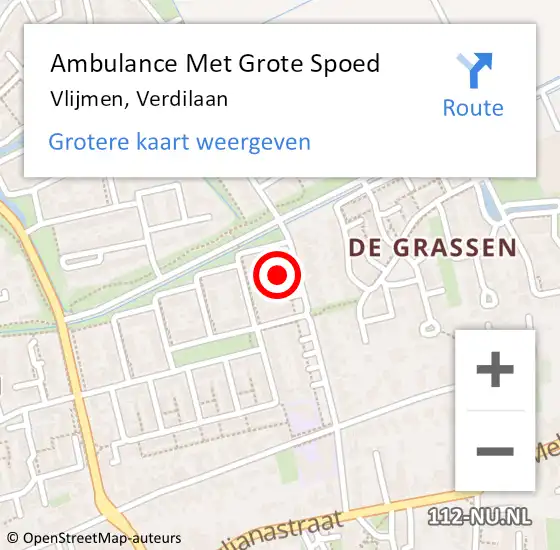 Locatie op kaart van de 112 melding: Ambulance Met Grote Spoed Naar Vlijmen, Verdilaan op 25 januari 2017 18:49