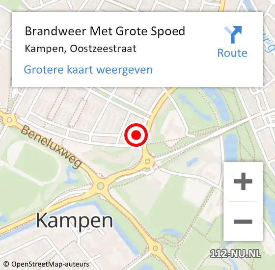 Locatie op kaart van de 112 melding: Brandweer Met Grote Spoed Naar Kampen, Oostzeestraat op 25 januari 2017 19:03