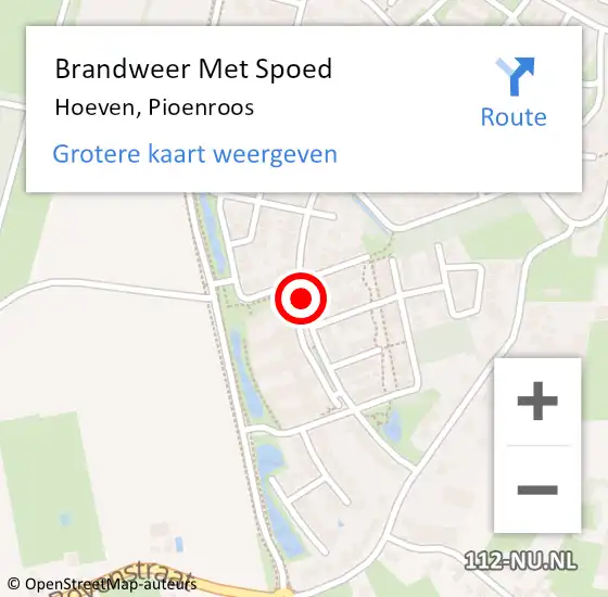 Locatie op kaart van de 112 melding: Brandweer Met Spoed Naar Hoeven, Pioenroos op 25 januari 2017 19:34