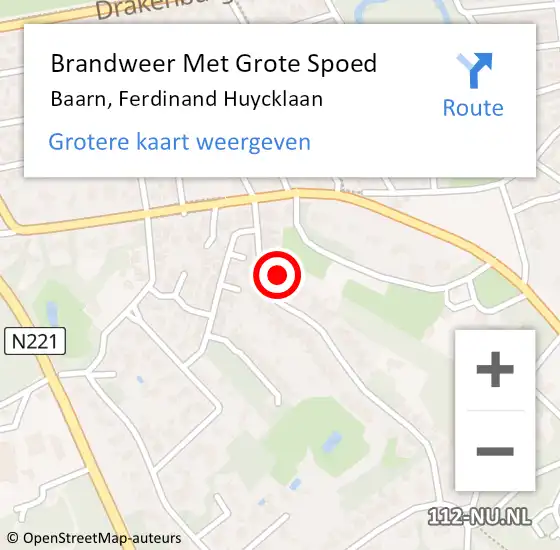 Locatie op kaart van de 112 melding: Brandweer Met Grote Spoed Naar Baarn, Ferdinand Huycklaan op 25 januari 2017 20:20