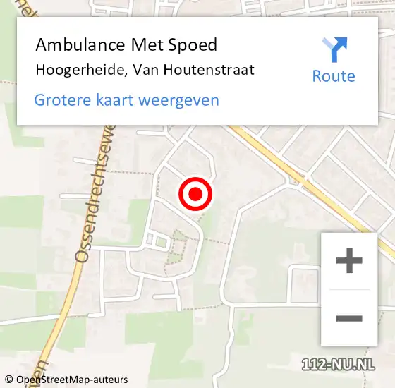 Locatie op kaart van de 112 melding: Ambulance Met Spoed Naar Hoogerheide, Van Houtenstraat op 25 januari 2017 20:37