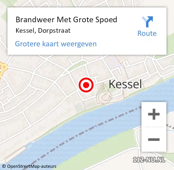 Locatie op kaart van de 112 melding: Brandweer Met Grote Spoed Naar Kessel, Dorpstraat op 25 januari 2017 20:40