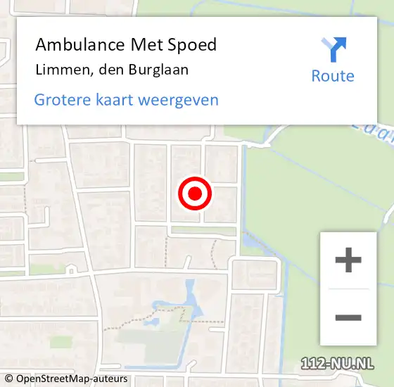 Locatie op kaart van de 112 melding: Ambulance Met Spoed Naar Limmen, den Burglaan op 25 januari 2017 20:55