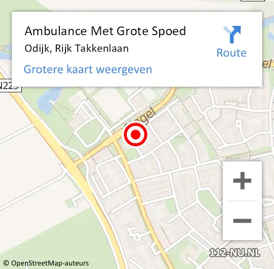 Locatie op kaart van de 112 melding: Ambulance Met Grote Spoed Naar Odijk, Rijk Takkenlaan op 25 januari 2017 21:38