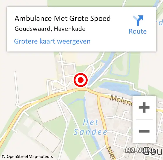 Locatie op kaart van de 112 melding: Ambulance Met Grote Spoed Naar Goudswaard, Havenkade op 25 januari 2017 22:25