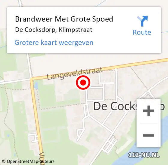 Locatie op kaart van de 112 melding: Brandweer Met Grote Spoed Naar De Cocksdorp, Klimpstraat op 25 januari 2017 22:41