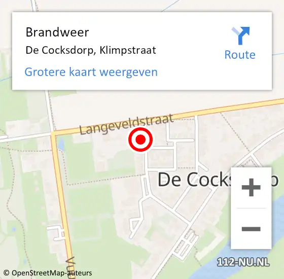 Locatie op kaart van de 112 melding: Brandweer De Cocksdorp, Klimpstraat op 25 januari 2017 22:44