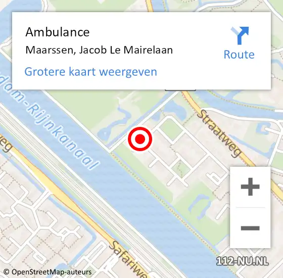 Locatie op kaart van de 112 melding: Ambulance Maarssen, Jacob Le Mairelaan op 26 januari 2017 00:25