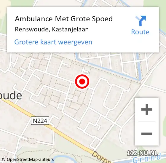 Locatie op kaart van de 112 melding: Ambulance Met Grote Spoed Naar Renswoude, Kastanjelaan op 26 januari 2017 01:11