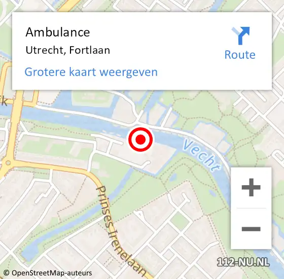 Locatie op kaart van de 112 melding: Ambulance Utrecht, Fortlaan op 26 januari 2017 02:19