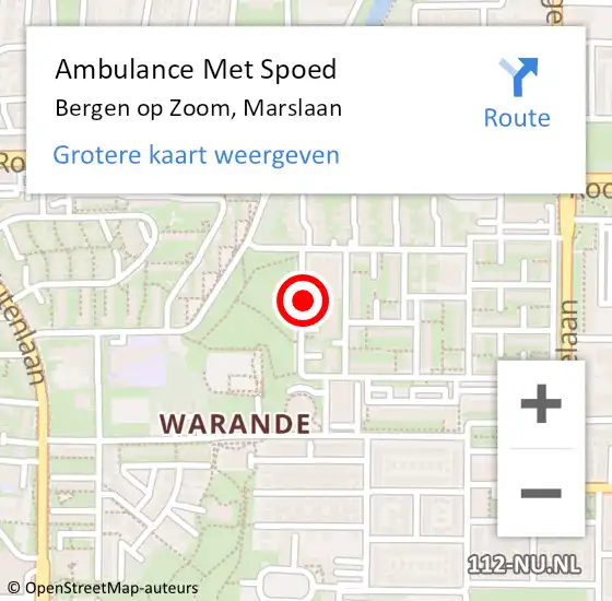 Locatie op kaart van de 112 melding: Ambulance Met Spoed Naar Bergen op Zoom, Marslaan op 26 januari 2017 02:42