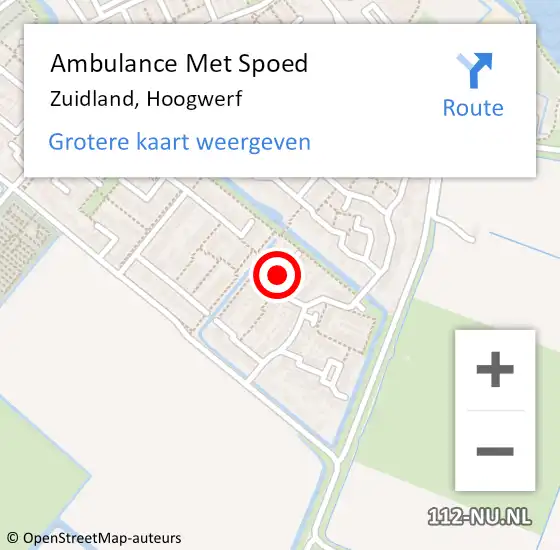 Locatie op kaart van de 112 melding: Ambulance Met Spoed Naar Zuidland, Hoogwerf op 26 januari 2017 04:12