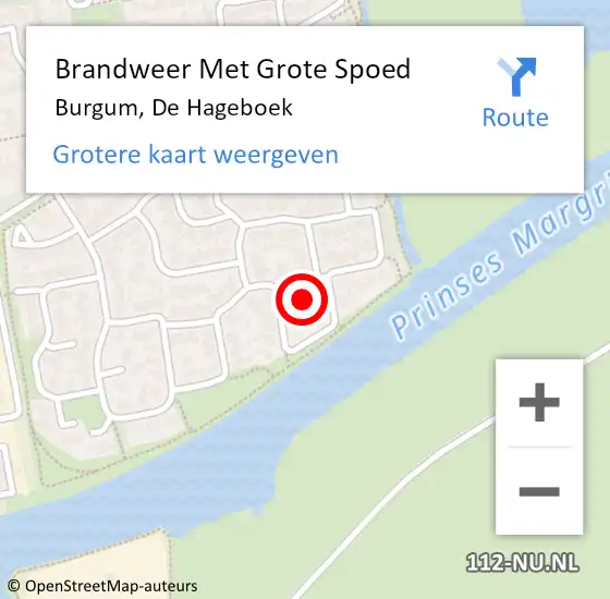 Locatie op kaart van de 112 melding: Brandweer Met Grote Spoed Naar Burgum, De Hageboek op 26 januari 2017 04:22