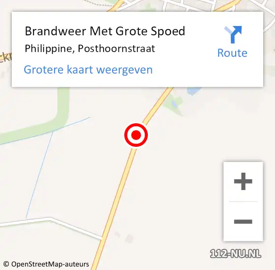 Locatie op kaart van de 112 melding: Brandweer Met Grote Spoed Naar Philippine, Posthoornstraat op 26 januari 2017 05:50