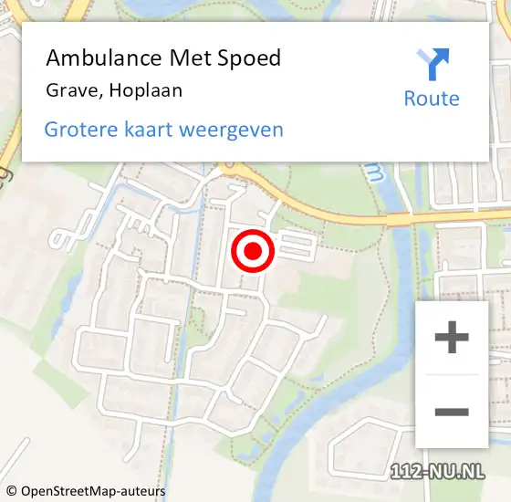 Locatie op kaart van de 112 melding: Ambulance Met Spoed Naar Grave, Hoplaan op 26 januari 2017 06:41