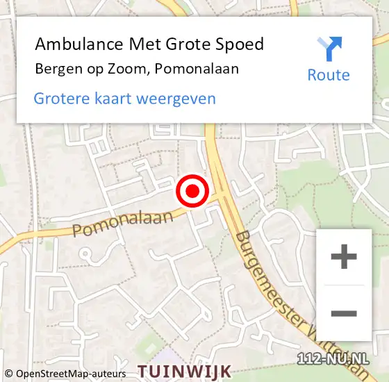 Locatie op kaart van de 112 melding: Ambulance Met Grote Spoed Naar Bergen op Zoom, Pomonalaan op 26 januari 2017 08:25