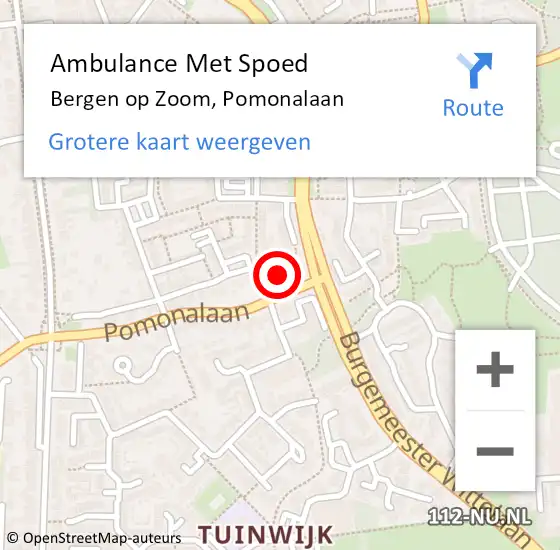 Locatie op kaart van de 112 melding: Ambulance Met Spoed Naar Bergen op Zoom, Pomonalaan op 26 januari 2017 08:33