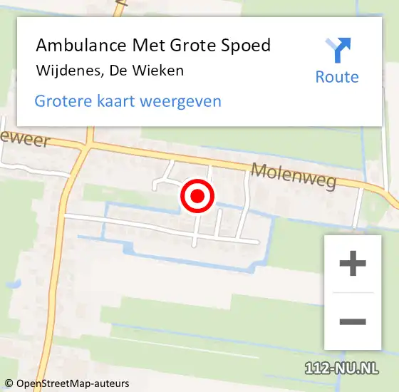 Locatie op kaart van de 112 melding: Ambulance Met Grote Spoed Naar Wijdenes, De Wieken op 26 januari 2017 08:37