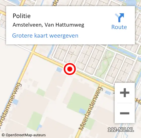 Locatie op kaart van de 112 melding: Politie Amstelveen, Van Hattumweg op 26 januari 2017 08:47