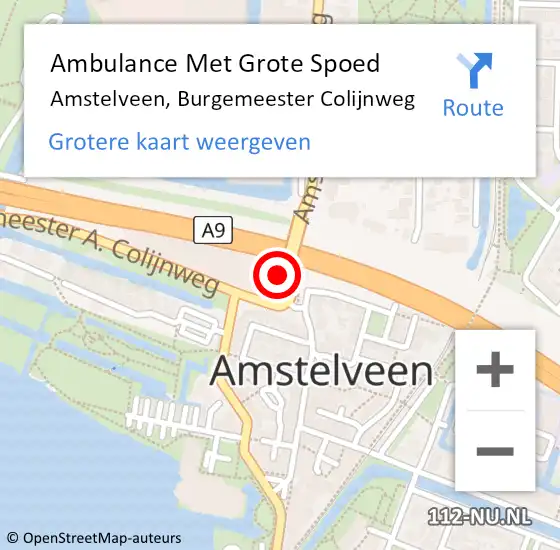 Locatie op kaart van de 112 melding: Ambulance Met Grote Spoed Naar Amstelveen, Burgemeester Colijnweg op 26 januari 2017 09:05