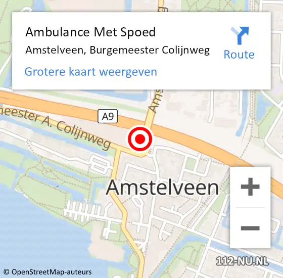 Locatie op kaart van de 112 melding: Ambulance Met Spoed Naar Amstelveen, Burgemeester Colijnweg op 26 januari 2017 09:16