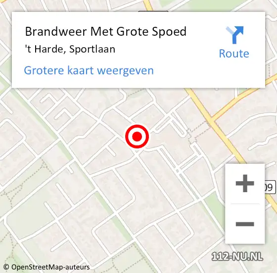 Locatie op kaart van de 112 melding: Brandweer Met Grote Spoed Naar 't Harde, Sportlaan op 26 januari 2017 09:22